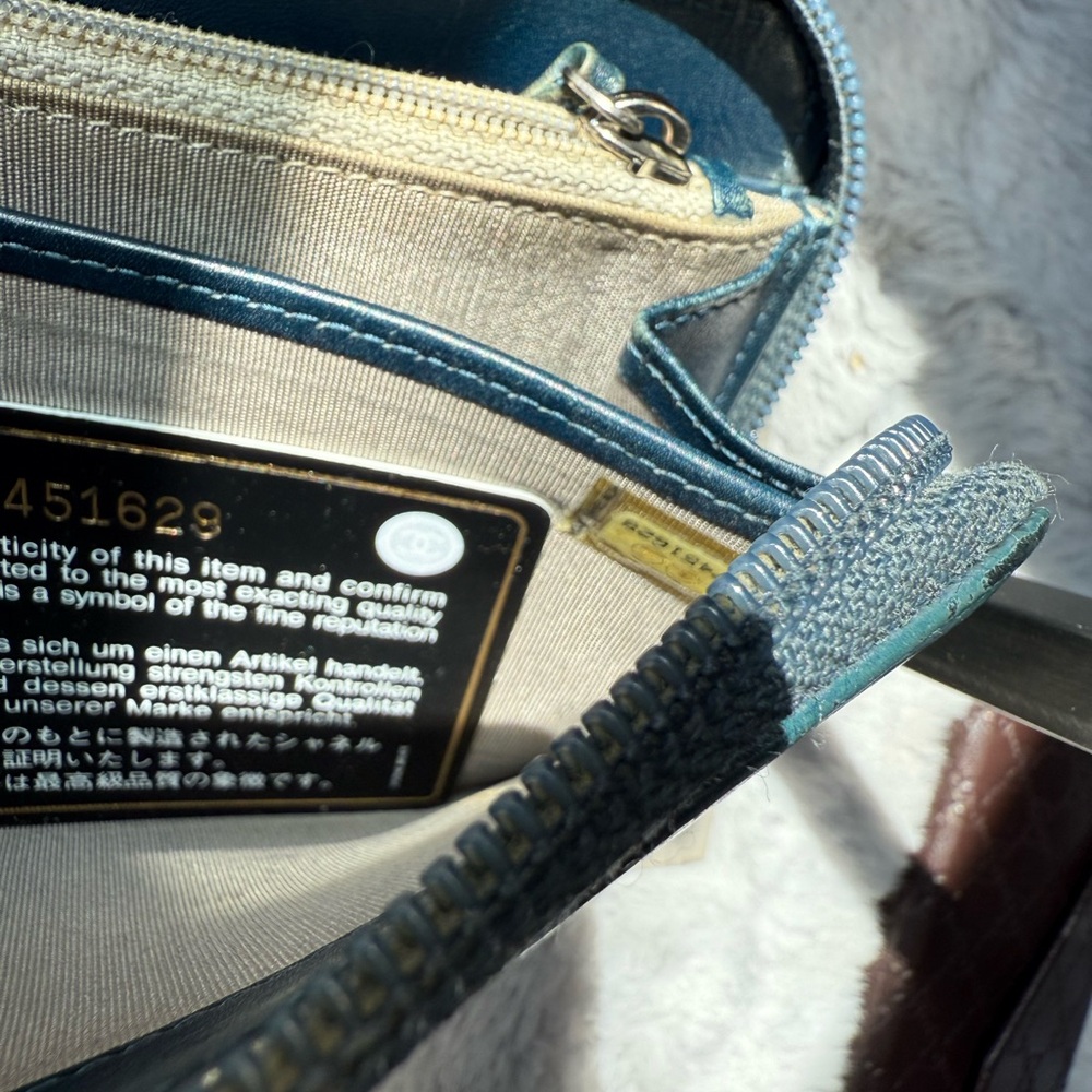 EUC! CHANEL - Blue Caviar Leather CC Timeless Zip Around Organizer Wallet - Picture 16 of 16
